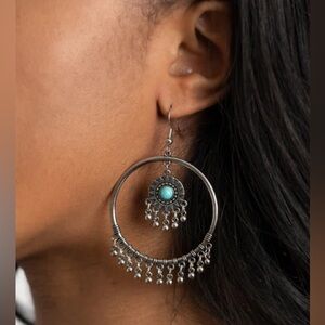 Paparazzi Silver and Turquoise Dangle Earrings
